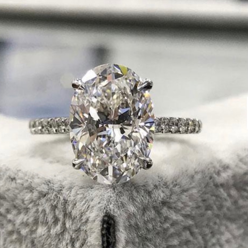 Travel Wedding Ring Set - 3.5 Carat Oval Cut